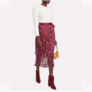 SABINA MUSAYEV Sky Floral Wrap Skirt flower print red size small